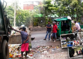 দুই নম্বর গেইট মূল সড়কেই ময়লার ভাগাড়!